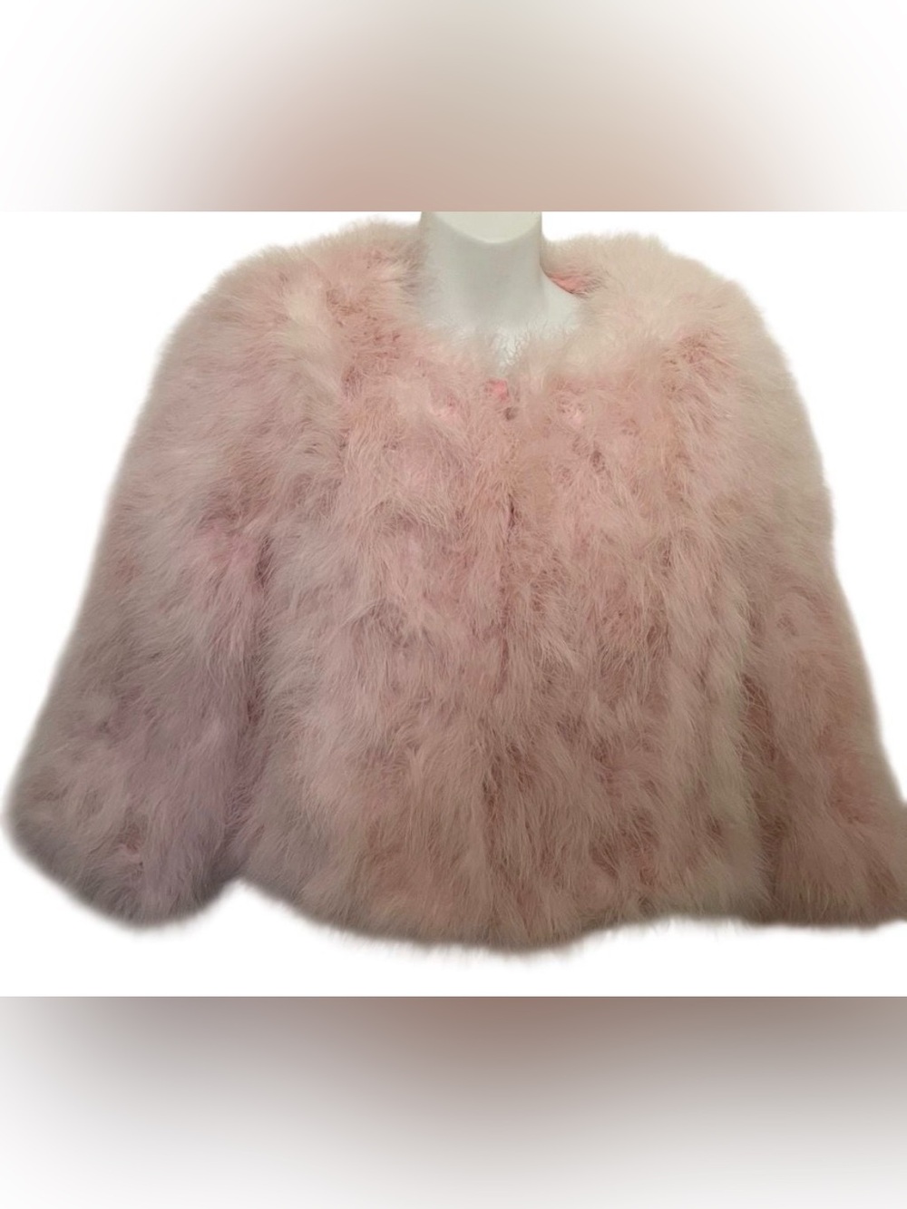 SHACI Fabulous Pastel Pink MARABOU Ostrich FEATHER JACKET Size Small